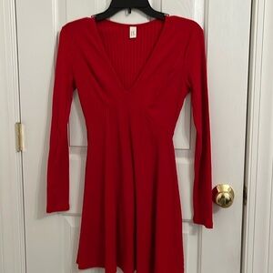Long sleeve red sweater dress